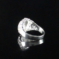 Large Men Moon and Star in Oval ring with Embellishments on Side - Ring - Caribbijou Island Jewellery