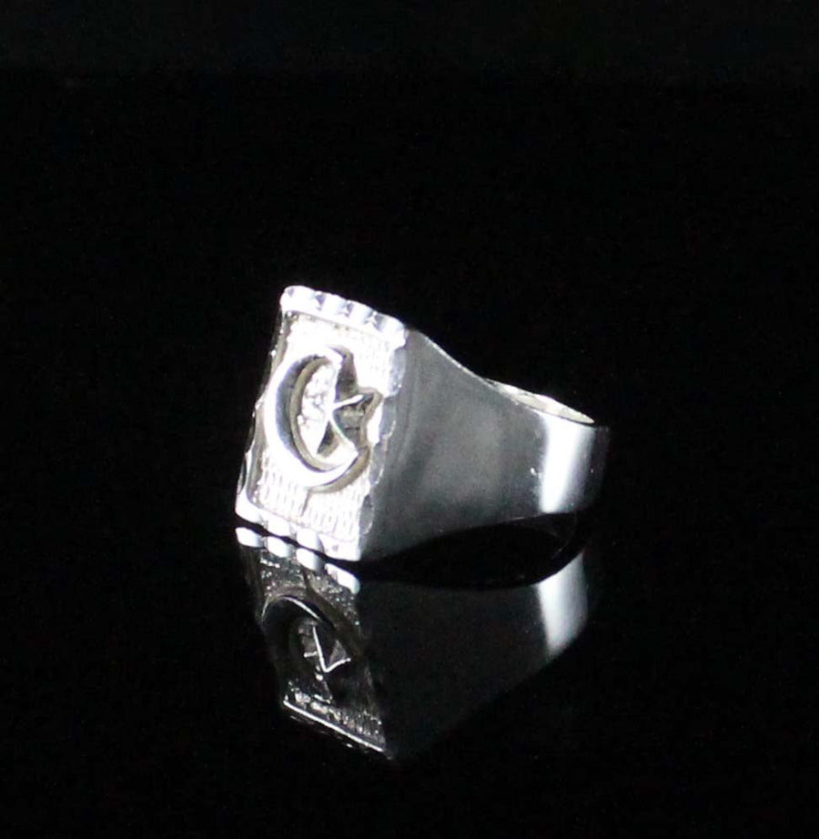 Large Men Moon and Star in Square ring - Ring - Caribbijou Island Jewellery