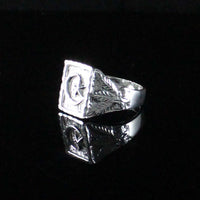 Large Men Moon and Star in Square ring with Leaf on Side - Ring - Caribbijou Island Jewellery