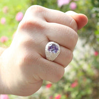 Large Men's Oval ring with June Birthstone Synthetic Light Amethyst - Ring - Caribbijou Island Jewellery