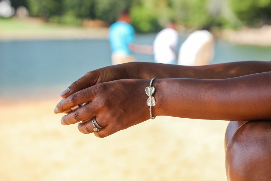 Light Anthurium Bangle with Diamante Pattern - Bangle - Caribbijou Island Jewellery