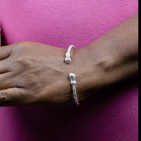 Light Bangle with Fists Diamante Pattern - Bangle - Caribbijou Island Jewellery