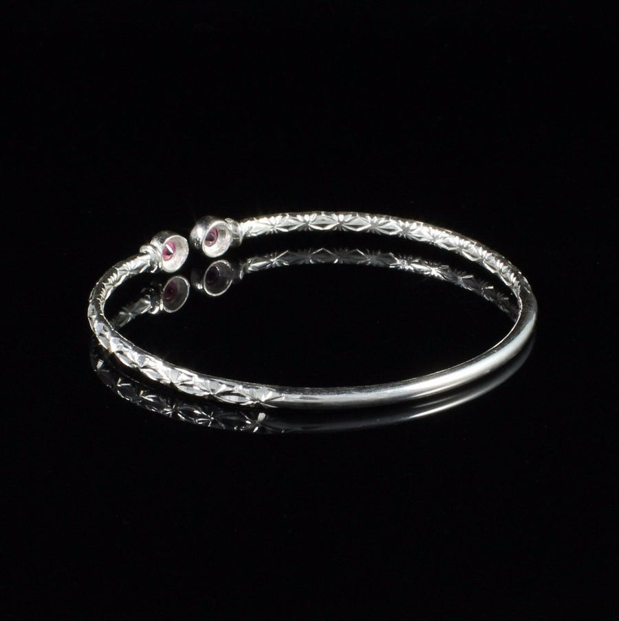 Light Bangle with Pink CZ October Birthstone - Bangle - Caribbijou Island Jewellery