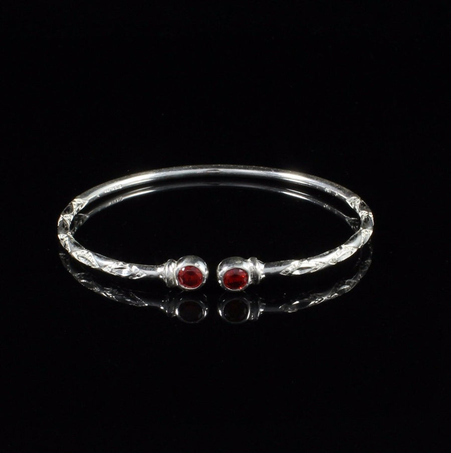 Light Bangle with Synthetic Garnet January Birthstone - Bangle - Caribbijou Island Jewellery