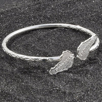 Light Barbados Map Bangle with Diamante Pattern - Bangle - Caribbijou Island Jewellery