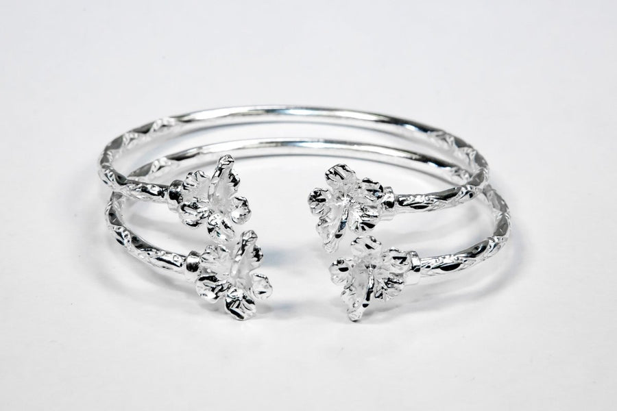 Light Hibiscus Bangle with Diamante Pattern - SOLD INDIVIDUALLY - Bangle - Caribbijou Island Jewellery