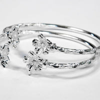 Light Hibiscus Bangle with Diamante Pattern - SOLD INDIVIDUALLY - Bangle - Caribbijou Island Jewellery