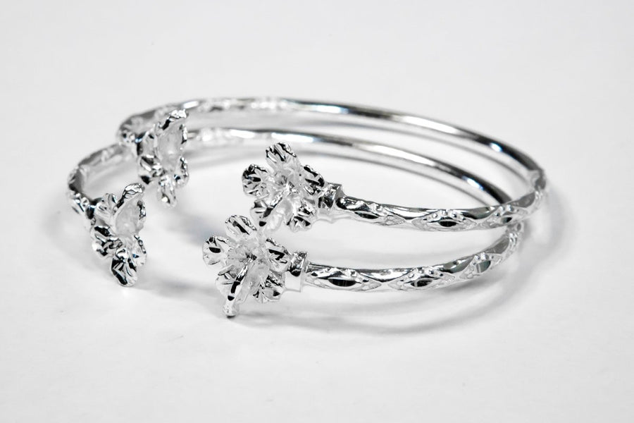 Light Hibiscus Bangle with Diamante Pattern - SOLD INDIVIDUALLY - Bangle - Caribbijou Island Jewellery