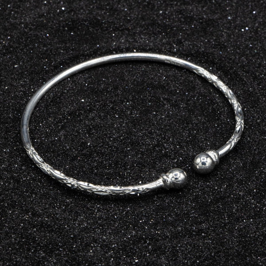 Light Solid Ball Bangle with Diamante Pattern - Bangle - Caribbijou Island Jewellery