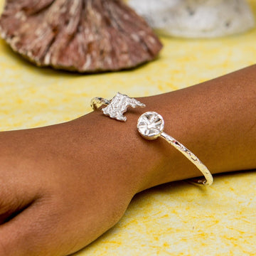 Light Trinidad Map and Steel Pan Bangle with Diamante Pattern - Bangle - Caribbijou Island Jewellery