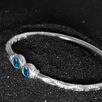 Medium Bangle with Blue Zircon December Birthstone - Bangle - Caribbijou Island Jewellery