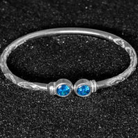 Medium Bangle with Blue Zircon December Birthstone - Bangle - Caribbijou Island Jewellery