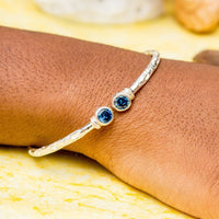 Medium Bangle with Blue Zircon December Birthstone - Bangle - Caribbijou Island Jewellery