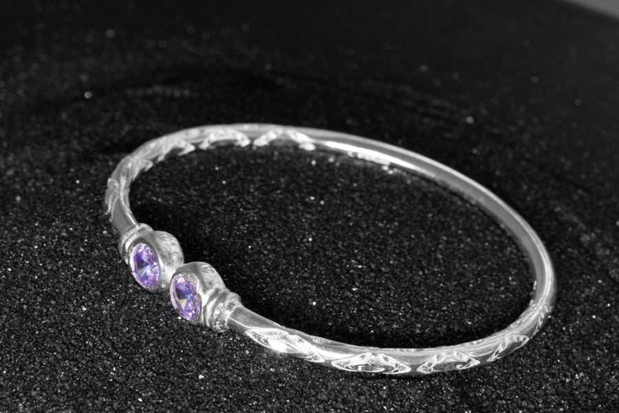 Medium Bangle with Synthetic Alexandrite June Birthstone - Bangle - Caribbijou Island Jewellery