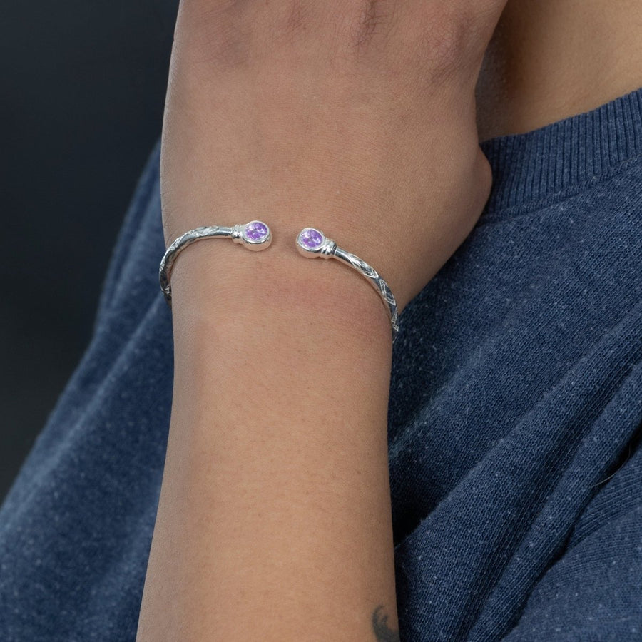 Medium Bangle with Synthetic Alexandrite June Birthstone - Bangle - Caribbijou Island Jewellery