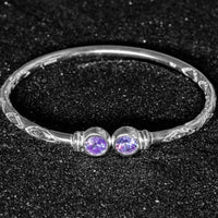 Medium Bangle with Synthetic Alexandrite June Birthstone - Bangle - Caribbijou Island Jewellery