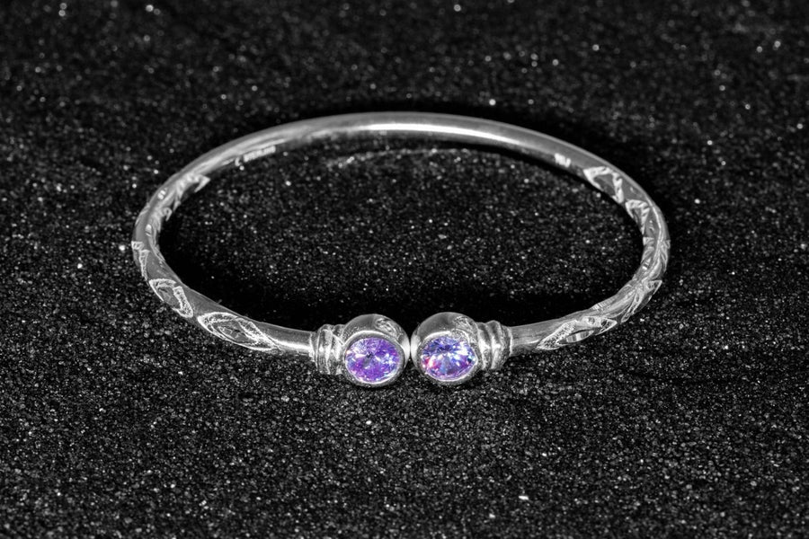 Medium Bangle with Synthetic Alexandrite June Birthstone - Bangle - Caribbijou Island Jewellery