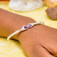 Medium Bangle with Synthetic Amethyst February Birthstone - Bangle - Caribbijou Island Jewellery