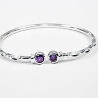 Medium Bangle with Synthetic Amethyst February Birthstone - Bangle - Caribbijou Island Jewellery