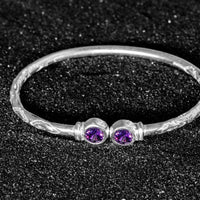 Medium Bangle with Synthetic Amethyst February Birthstone - Bangle - Caribbijou Island Jewellery