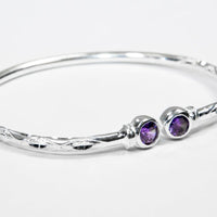 Medium Bangle with Synthetic Amethyst February Birthstone - Bangle - Caribbijou Island Jewellery