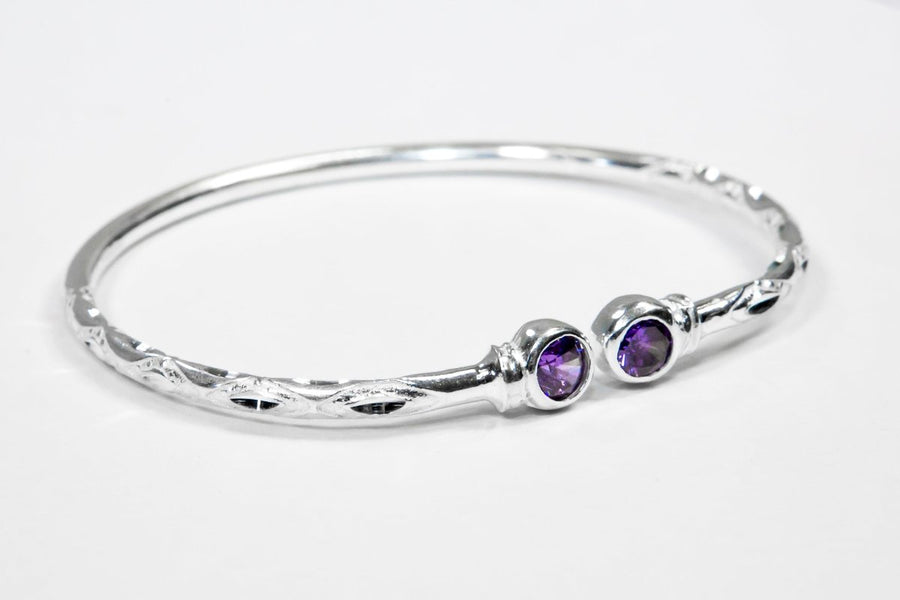 Medium Bangle with Synthetic Amethyst February Birthstone - Bangle - Caribbijou Island Jewellery