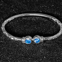 Medium Bangle with Synthetic Aquamarine March Birthstone - Bangle - Caribbijou Island Jewellery