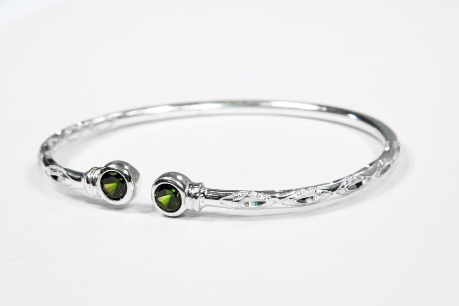 Medium Bangle with Synthetic Emerald May Birthstone - Bangle - Caribbijou Island Jewellery