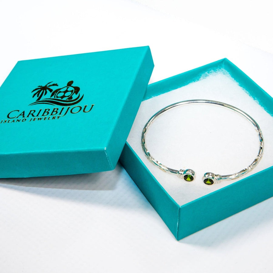 Medium Bangle with Synthetic Emerald May Birthstone - Bangle - Caribbijou Island Jewellery