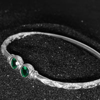 Medium Bangle with Synthetic Emerald May Birthstone - Bangle - Caribbijou Island Jewellery