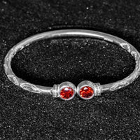 Medium Bangle with Synthetic Garnet January Birthstone - Bangle - Caribbijou Island Jewellery