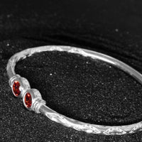 Medium Bangle with Synthetic Garnet January Birthstone - Bangle - Caribbijou Island Jewellery