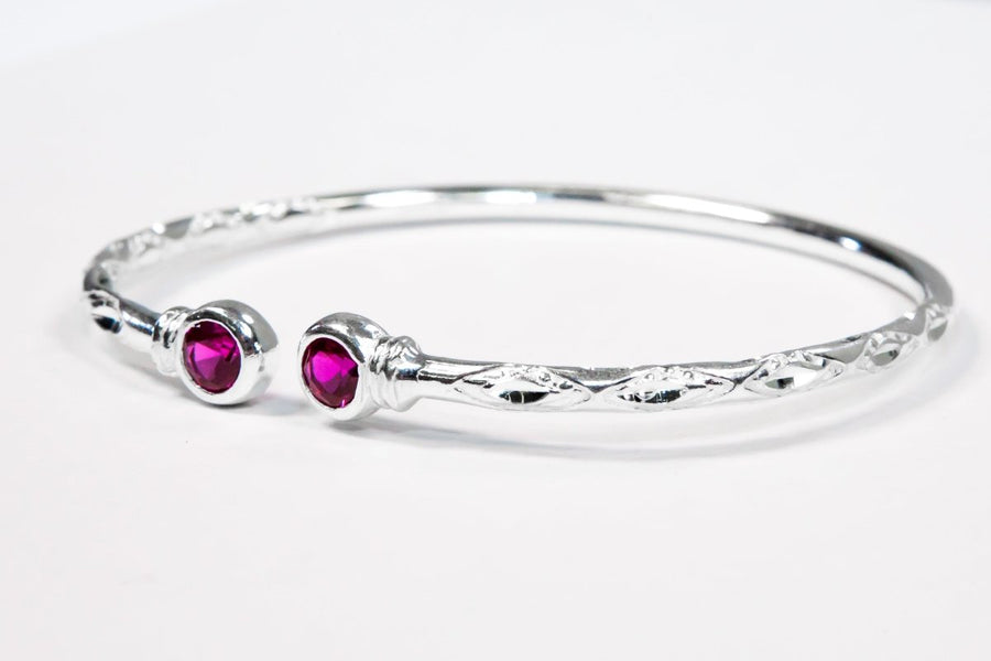 Medium Bangle with Synthetic Ruby July Birthstone - Bangle - Caribbijou Island Jewellery