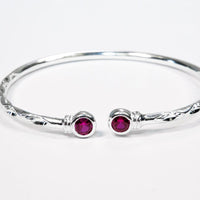 Medium Bangle with Synthetic Ruby July Birthstone - Bangle - Caribbijou Island Jewellery