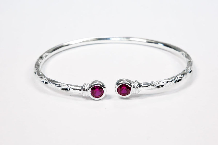 Medium Bangle with Synthetic Ruby July Birthstone - Bangle - Caribbijou Island Jewellery