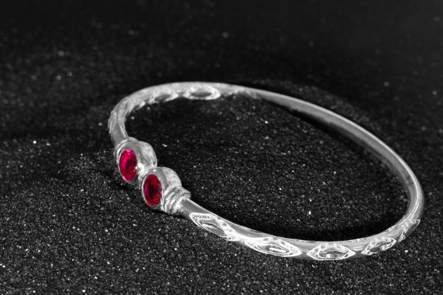 Medium Bangle with Synthetic Ruby July Birthstone - Bangle - Caribbijou Island Jewellery