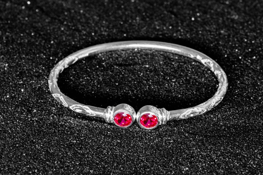 Medium Bangle with Synthetic Ruby July Birthstone - Bangle - Caribbijou Island Jewellery