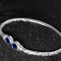 Medium Bangle with Synthetic Sapphire September Birthstone - Bangle - Caribbijou Island Jewellery