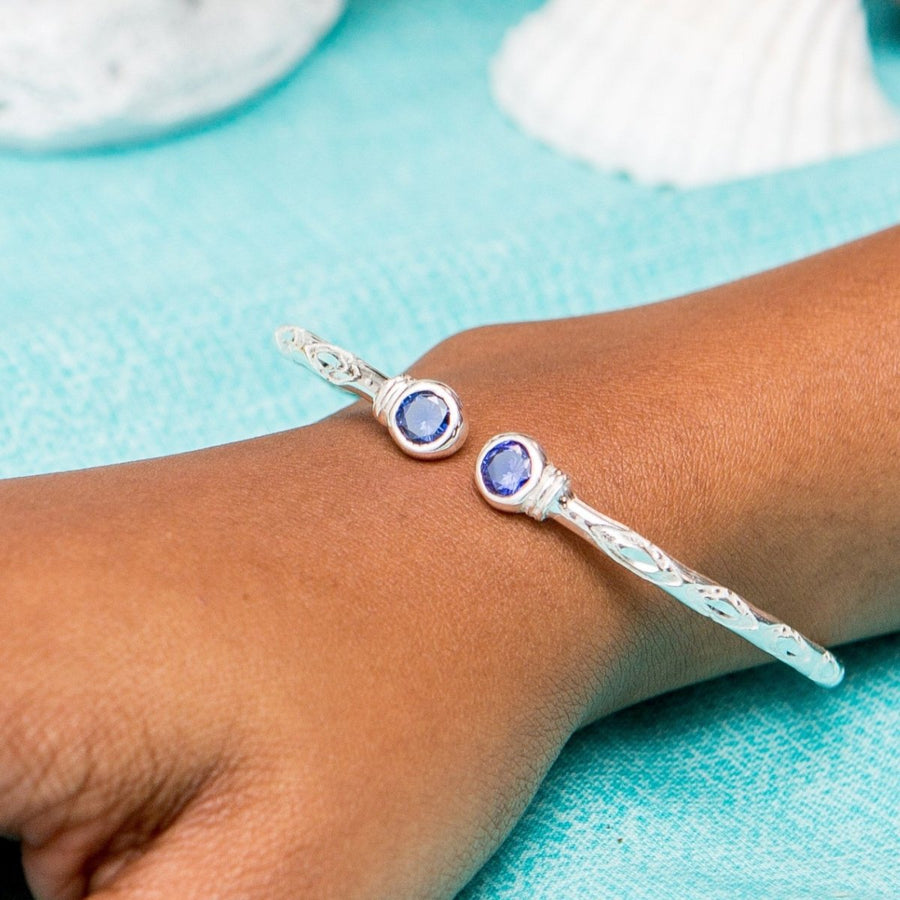 Medium Bangle with Synthetic Sapphire September Birthstone - Bangle - Caribbijou Island Jewellery