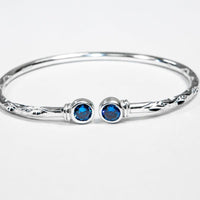 Medium Bangle with Synthetic Sapphire September Birthstone - Bangle - Caribbijou Island Jewellery