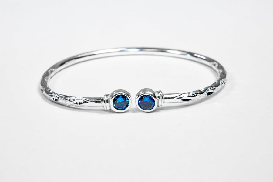 Medium Bangle with Synthetic Sapphire September Birthstone - Bangle - Caribbijou Island Jewellery