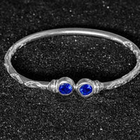 Medium Bangle with Synthetic Sapphire September Birthstone - Bangle - Caribbijou Island Jewellery