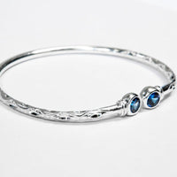 Medium Bangle with Synthetic Sapphire September Birthstone - Bangle - Caribbijou Island Jewellery