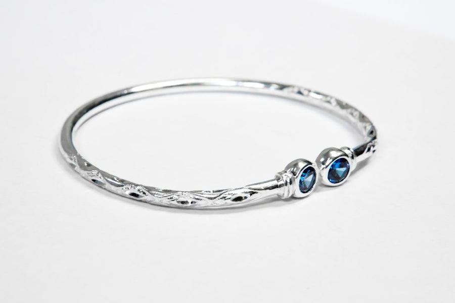 Medium Bangle with Synthetic Sapphire September Birthstone - Bangle - Caribbijou Island Jewellery