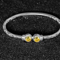 Medium Bangle with Synthetic Yellow Topaz November Birthstone - Bangle - Caribbijou Island Jewellery