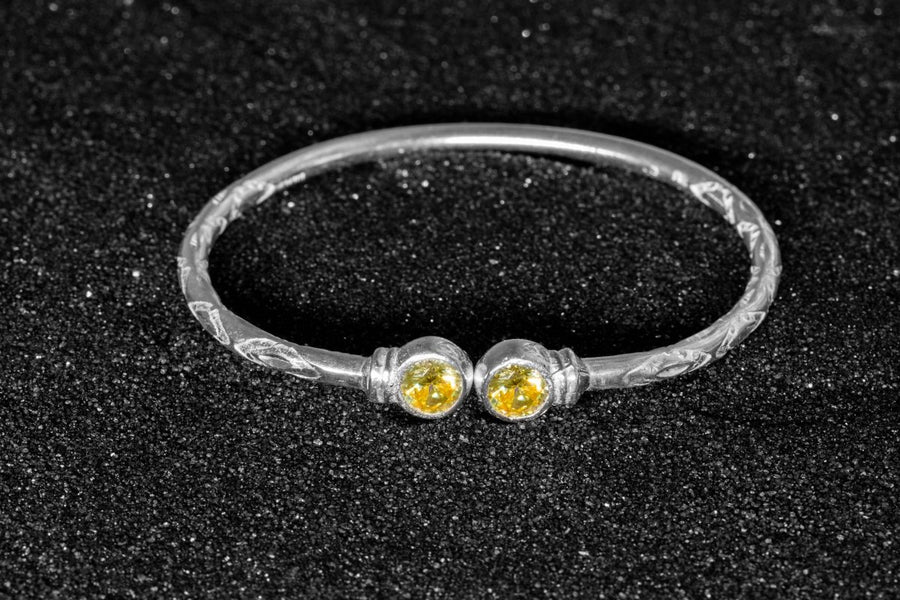 Medium Bangle with Synthetic Yellow Topaz November Birthstone - Bangle - Caribbijou Island Jewellery