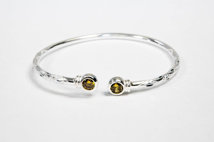 Medium Bangle with Synthetic Yellow Topaz November Birthstone - Bangle - Caribbijou Island Jewellery