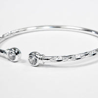 Medium Bangle with White CZ April Birthstone - Bangle - Caribbijou Island Jewellery