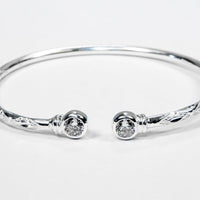 Medium Bangle with White CZ April Birthstone - Bangle - Caribbijou Island Jewellery