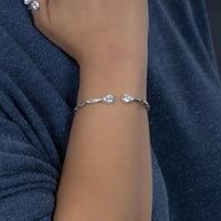 Medium Bangle with White CZ April Birthstone - Bangle - Caribbijou Island Jewellery